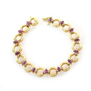 0.50 Ct Ruby & Diamond Tennis Bracelet 14K Gold